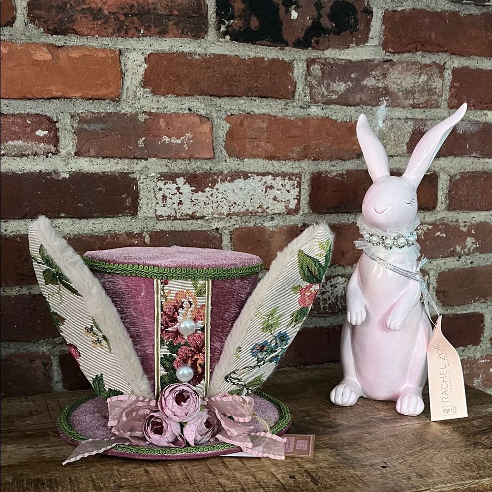 Rachel Zoe bunny Pink Floral Decorative Hat by begonia market